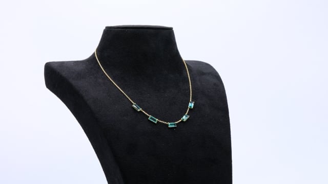 Colar em Ouro Amarelo com 5 Pedras Baguetes de Turmalina da Coleção Victória Zanon