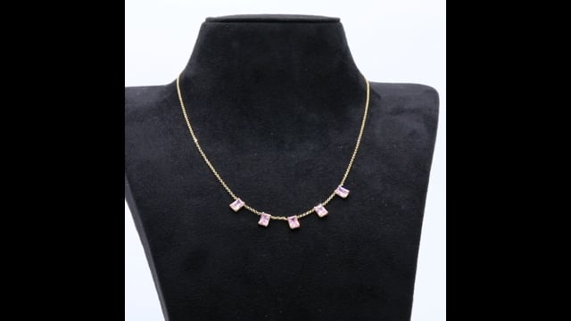 Colar em Ouro Amarelo com Cristal Rosa da Coleção Victória Zanon