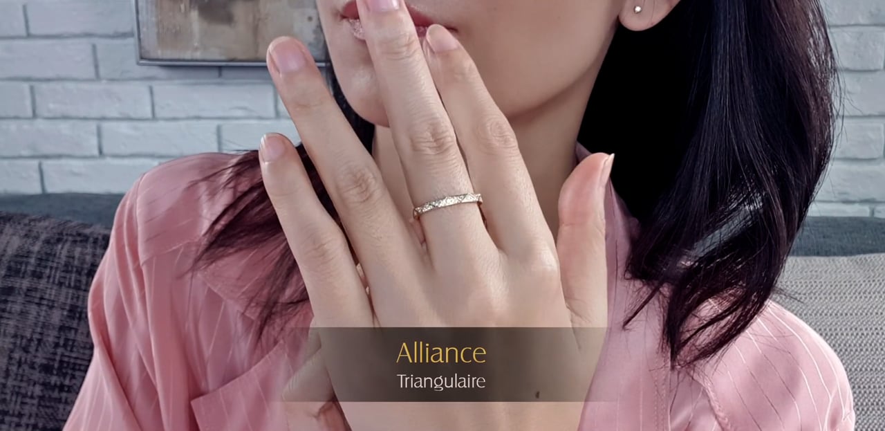 Alliance Triangulaire - Or Jaune & Diamants | Gemperles
