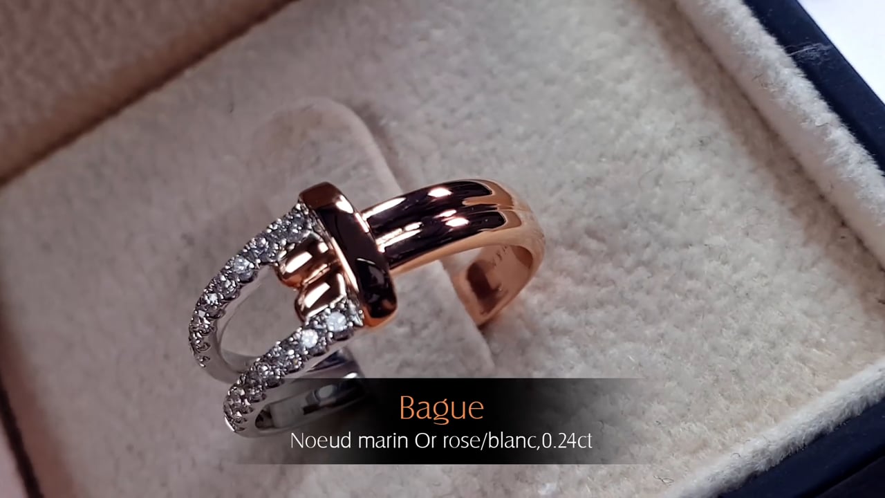 Bague Noeud Marin - Or Rose/Blanc & Diamants 0.24ct | Gemperles