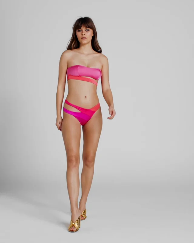 Jean Terry Bandeau Bikini Top - Distorted Pink Dye