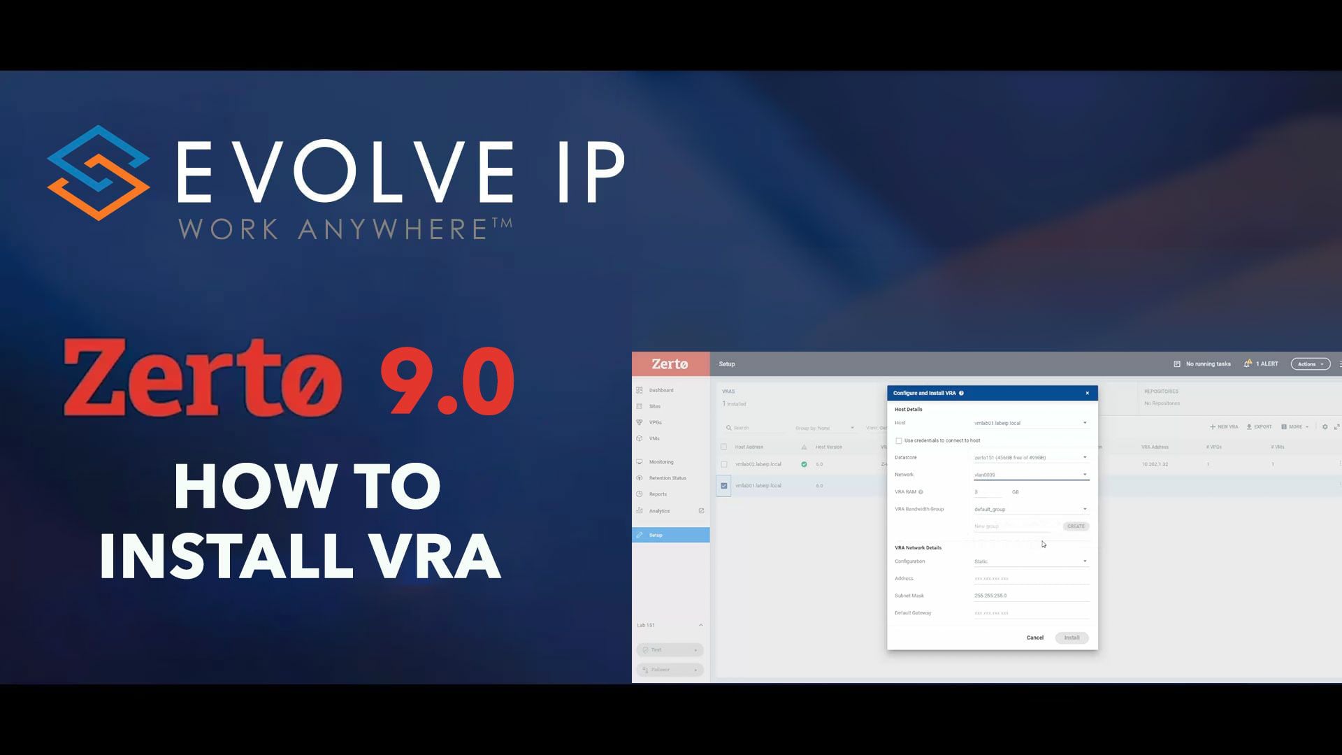 How to Install VRA Zerto 9.0 on Vimeo