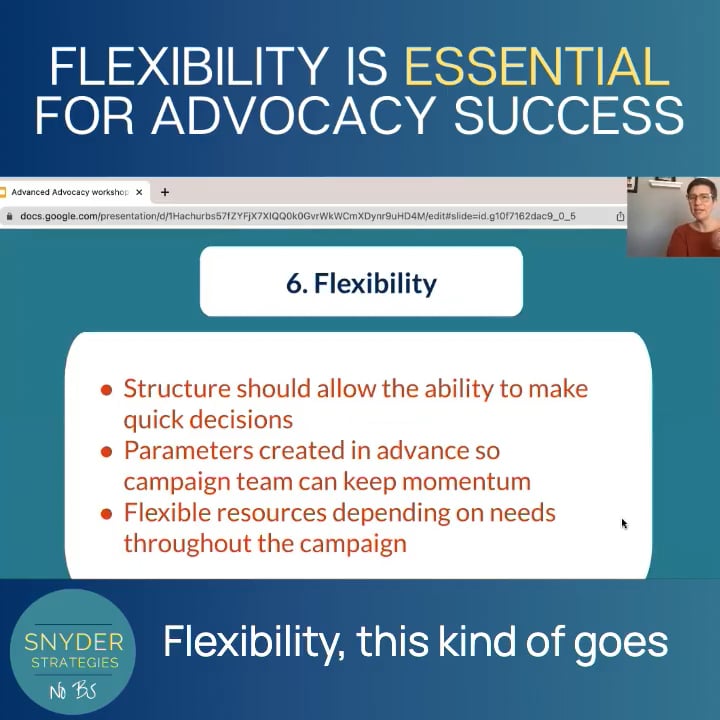 Flexibility is Essential for Advocacy Success