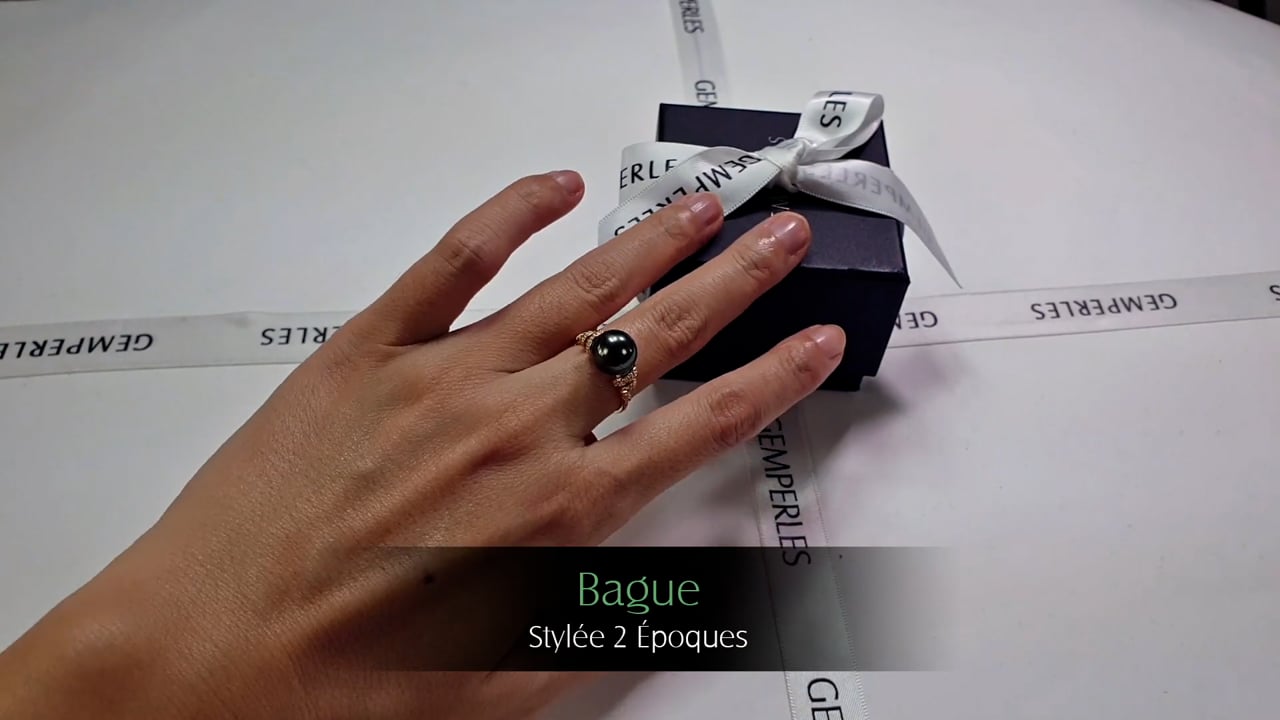 Anello Stylée 2 Époques - Oro Giallo, Diamanti & Perla di Tahiti | Gemperles