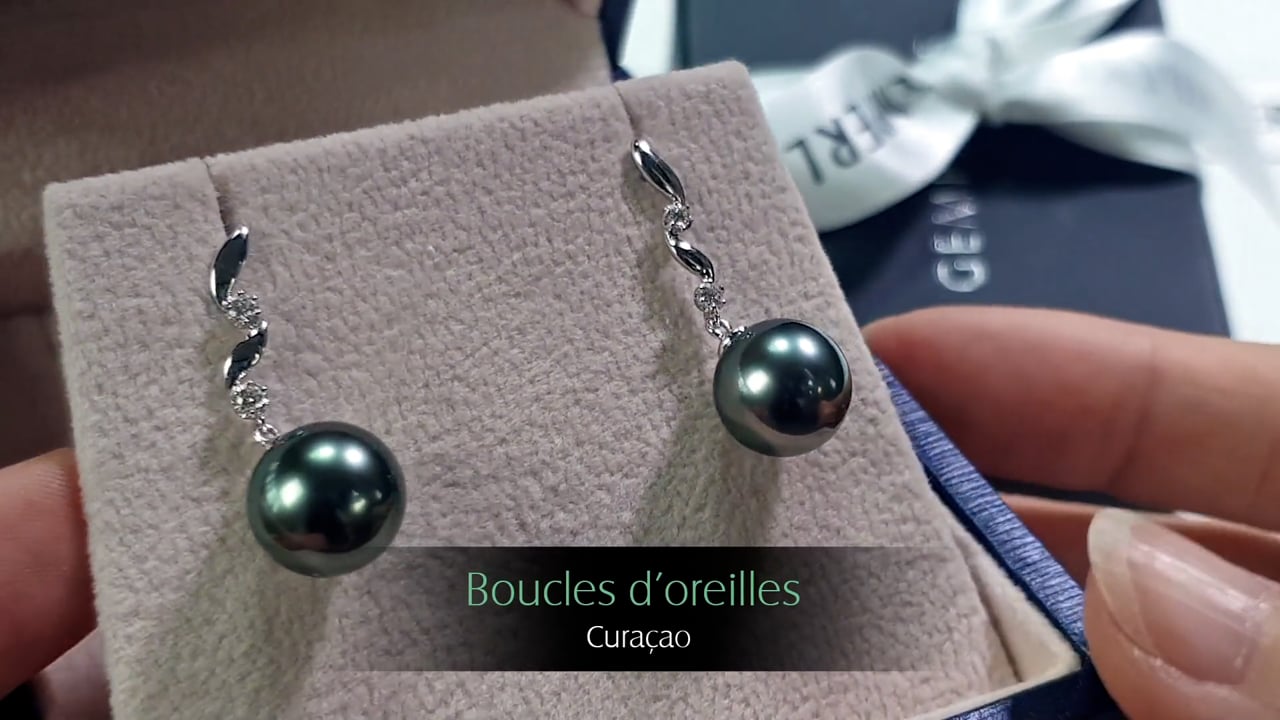 Orecchini Curaçao - Oro Bianco, Diamanti & Perle di Tahiti | Gemperles