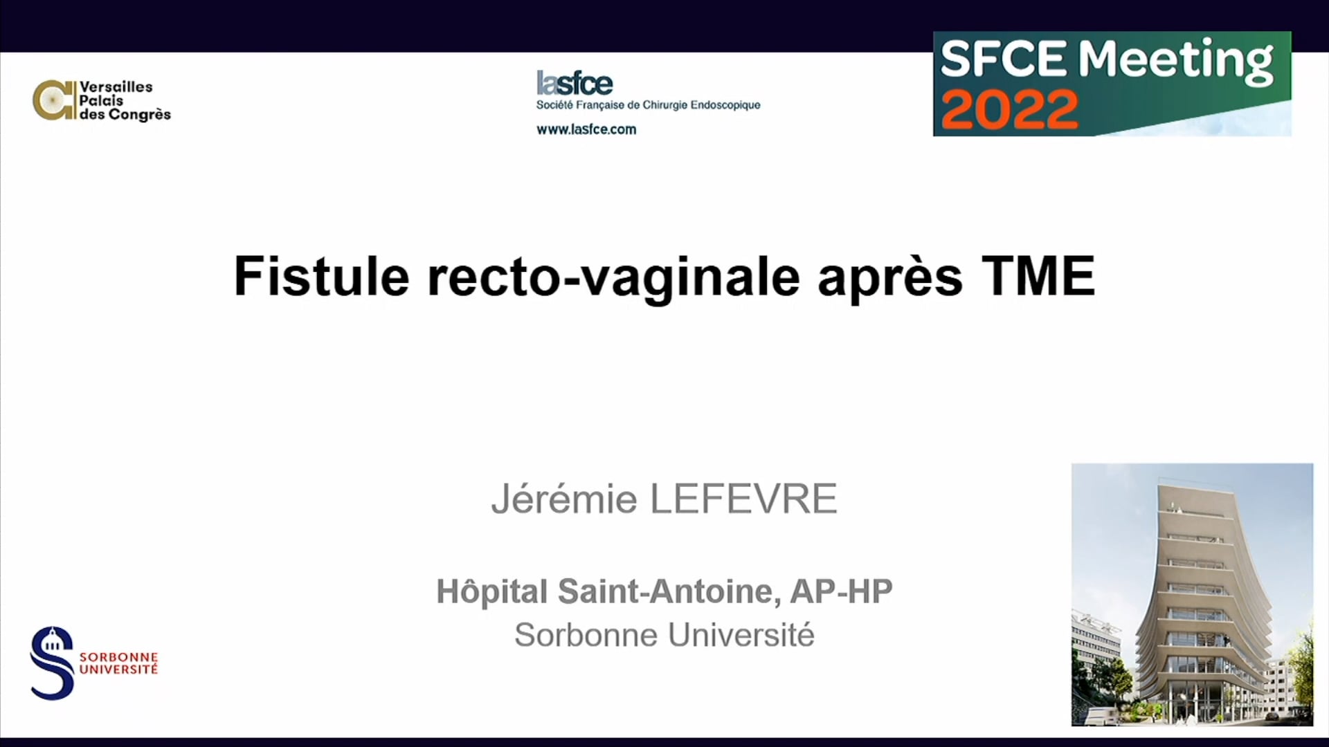 Fistule recto-vaginale après TME - Jérémie LEFEVRE