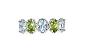 1.10 ct. t.w. Aquamarine and .90 ct. t.w. Peridot Ring in 14kt White Gold