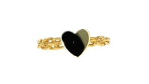 Italian 14kt Yellow Gold Single-Initial Paper Clip Link Heart Ring