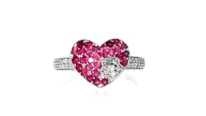 70 ct. t.w. Ruby and .15 ct. t.w. Diamond  Heart Ring in 14kt White Gold