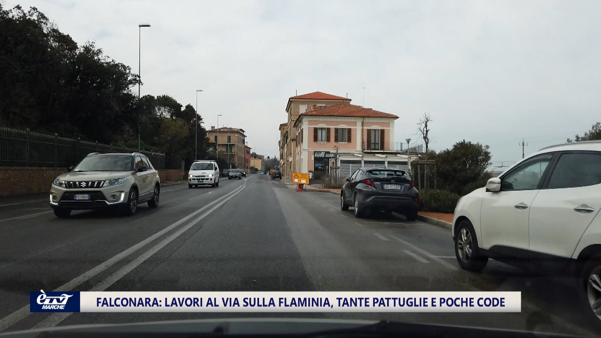 Prova superata per i lavori in via Flaminia tra Falconara e Ancona. Tanti cartelli, pattuglie e poche code