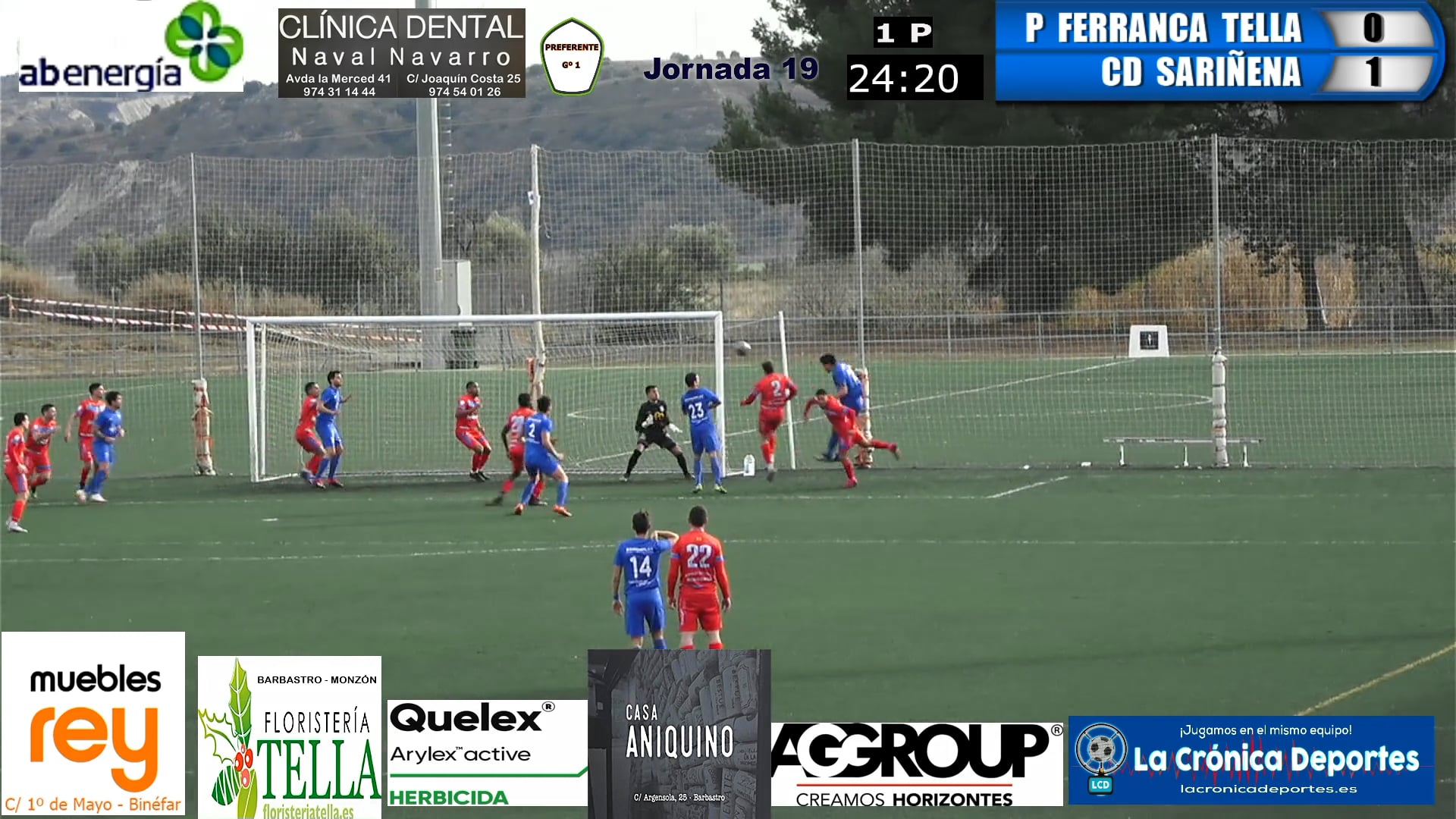 (RESUMEN y GOLES)  P. Ferranca Tella 1-3 CD Sariñena / Jornada 19 / Preferente - Gr 1