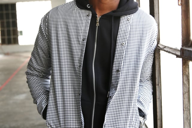 Geo Bomber Jacket // Black + White Diamond Print (L) video thumbnail