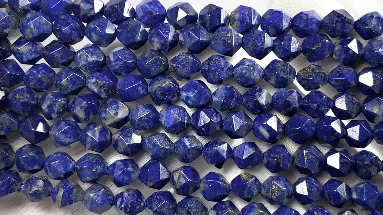 ラピスラズリ10mm／アフガニスタン産／10mm／1連売り／ミラーカット ラピスラズリ10mm／アフガニスタン産／10mm／1連売り／ミラー