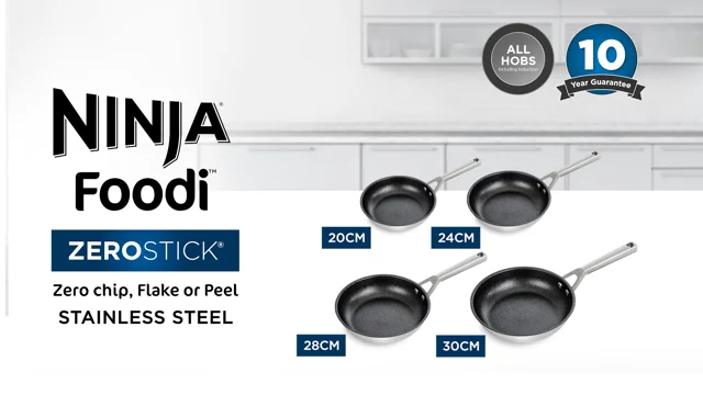 Ninja Zero Stick Frying Pan 20cm Stainless Steel/Charcoal