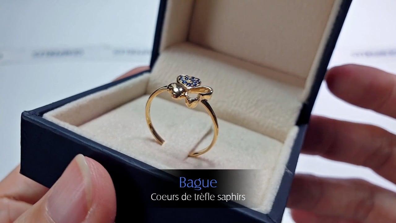 Bague Coeurs de trèfle saphirs - Or Jaune & Saphirs | Gemperles