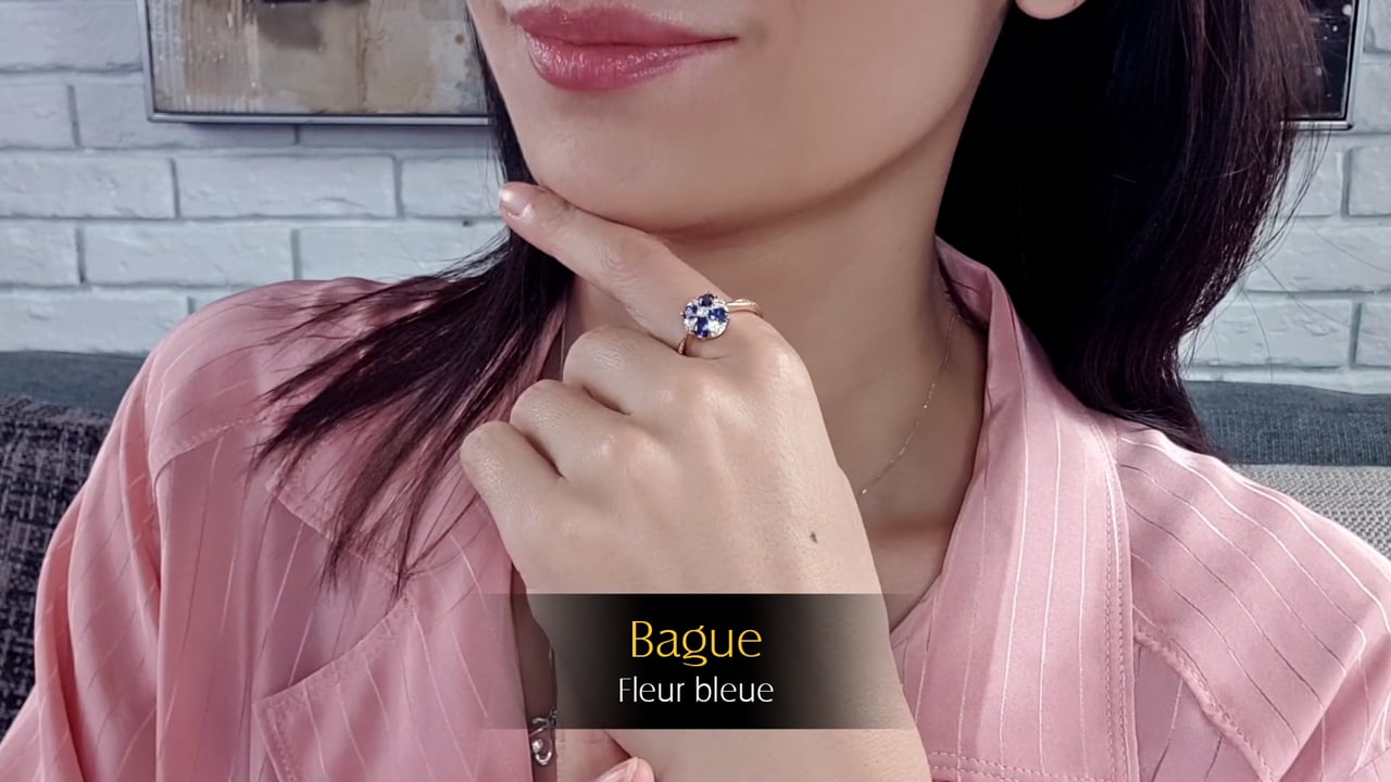 Anello Fiore blu - Oro Giallo, Diamanti & Zaffiri | Gemperles