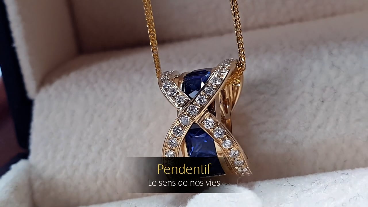 Ciondolo Le sens de nos vies - Oro Giallo, Diamanti & Zaffiri | Gemperles
