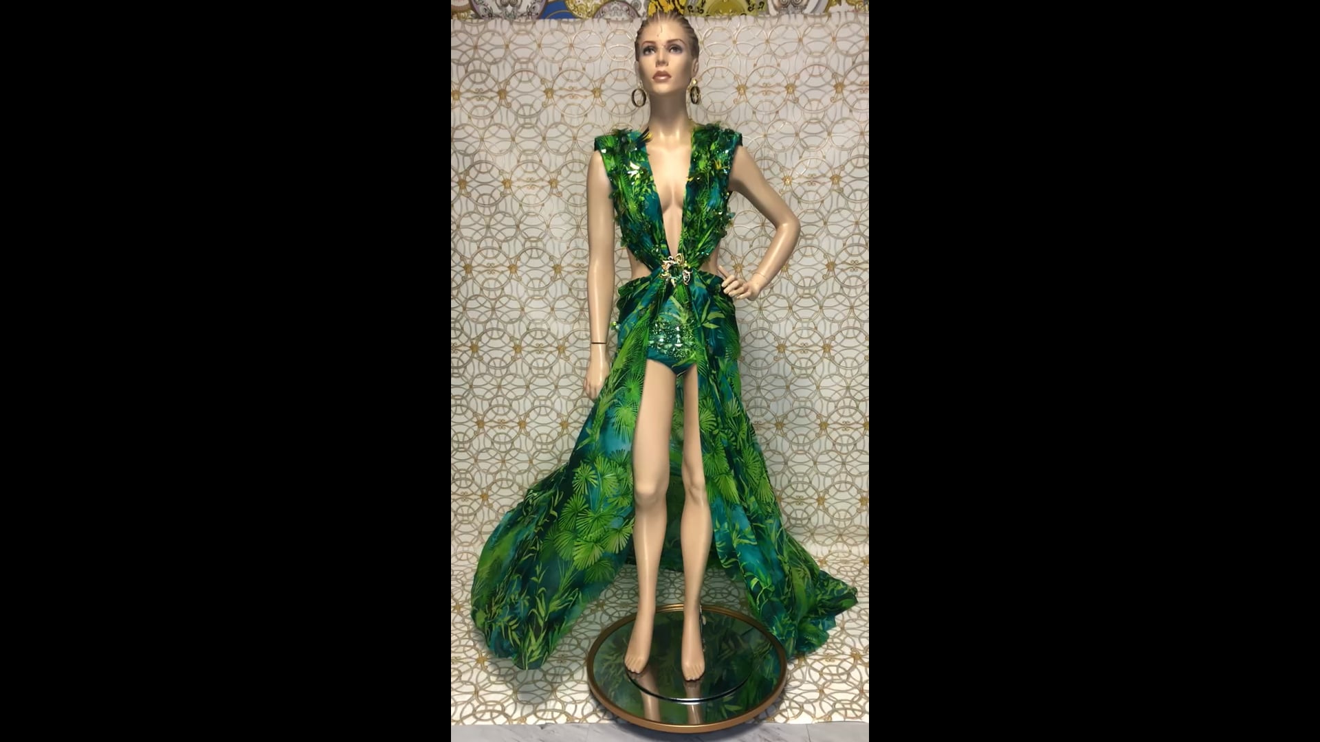 S/S 2020 Versace Embellished Jungle print Finalee Dress as