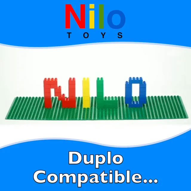  NILO - Juego de mesa de juego para niños con 2 placas base  desmontables de dos caras compatibles con Lego Duplo (mesa de actividades  N34 sin agujeros, 24 x 32 x