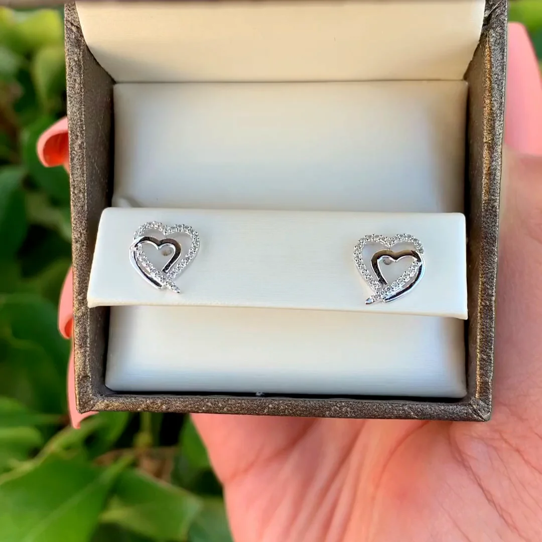 Heart Shaped Studs Earrings 14K shops White Gold Over Wedding Earrings 3Ctw Diamond Push Back Studs Earrings Women's Day Gift