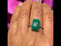 Diamond, Jade, Platinum Ring 13258-5087