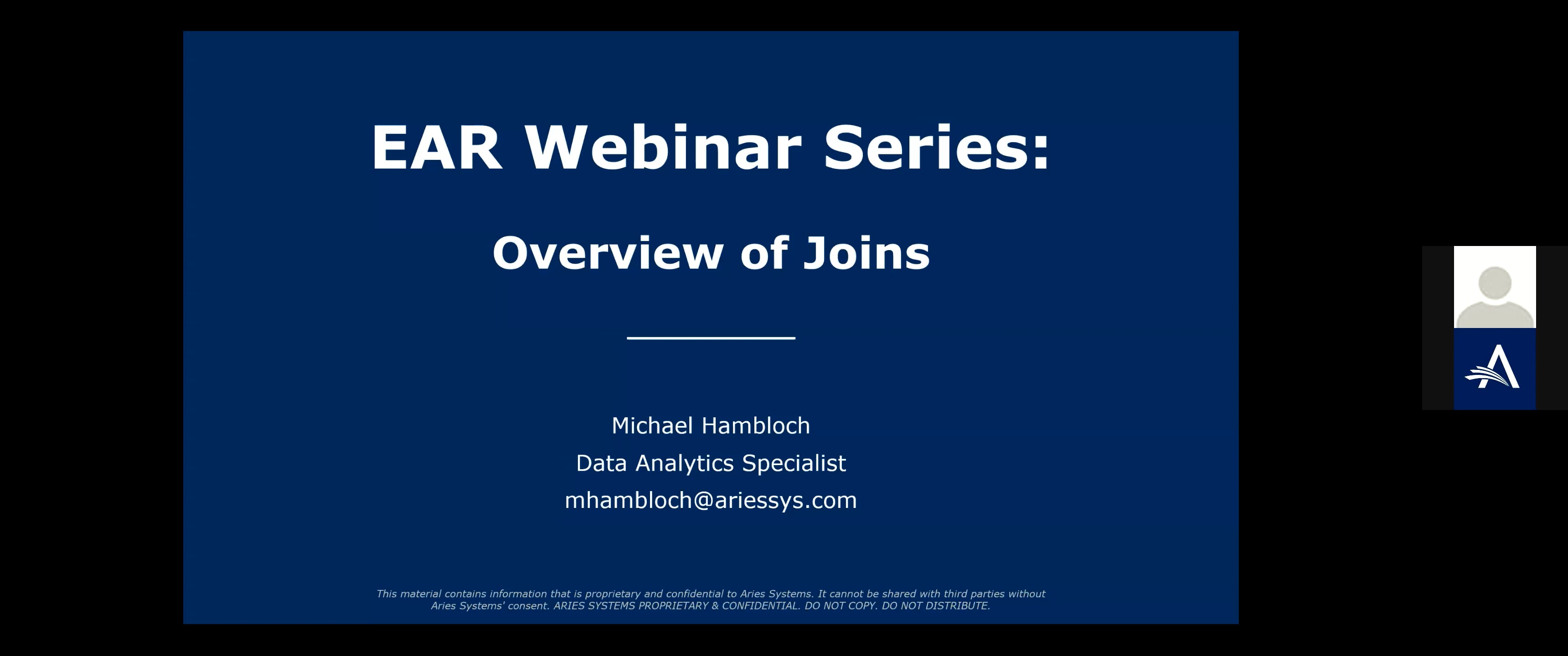 EAR Webinar Series 2022: Overview of Joins on Vimeo
