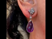 Amethist, diamant, 14kt oorbellen 10135-7085