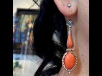 Coral, Diamond, 9ct Earrings 532-0364