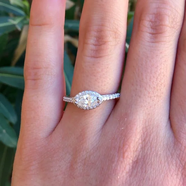 14K White Gold and heart Shaped Diamond Engagement Ring