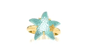Italian Tagliamonte 16mm Blue Venetian Glass Starfish Ring in 18kt Gold Over Sterling