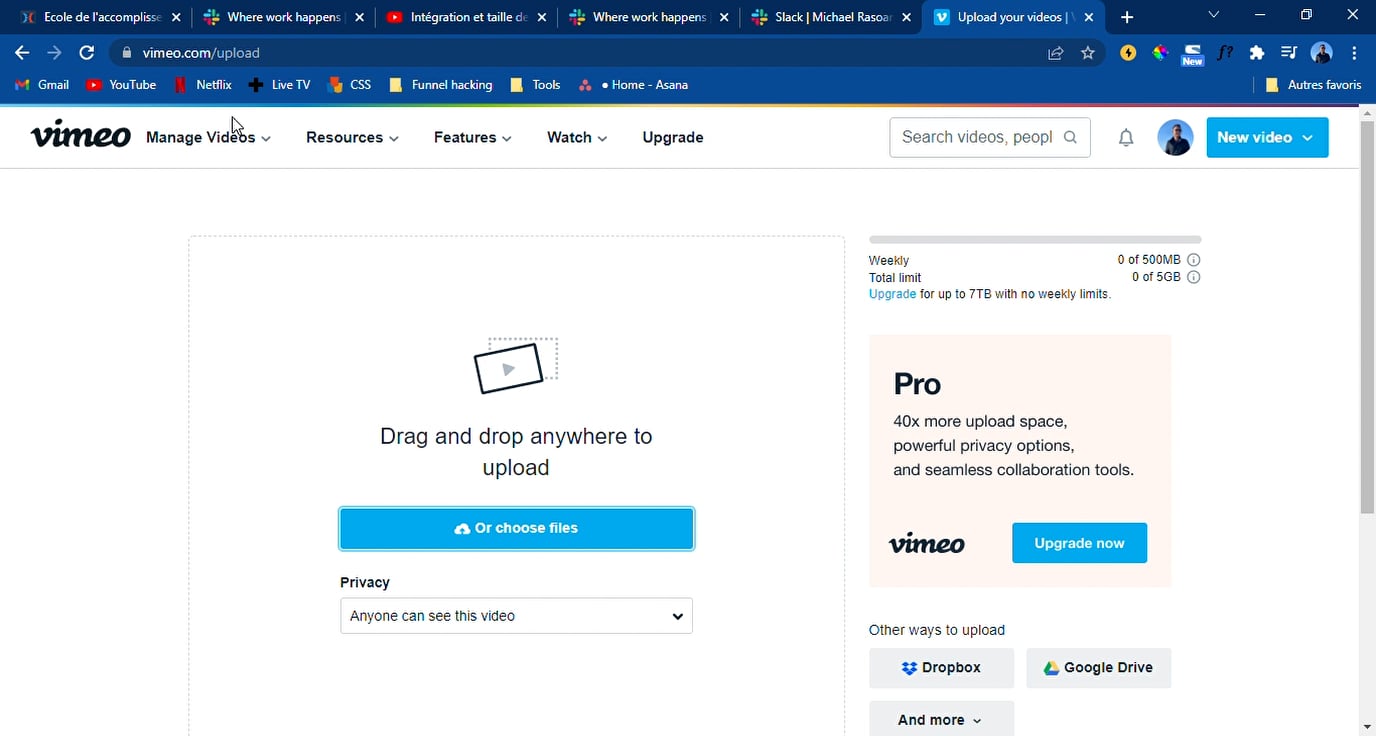 Upload your videos _ Vimeo Google Chrome 20220211 203132 on Vimeo