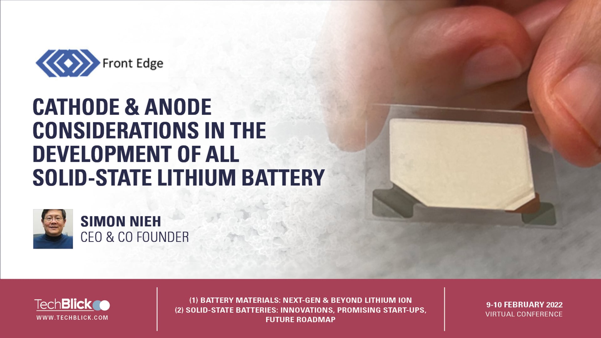 Front Edge Technology - Cathode and anode considerations in the development of all solid-state Lithium battery