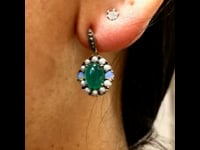 Agate, Opal, Pearl, Silver Earrings 12447-7454