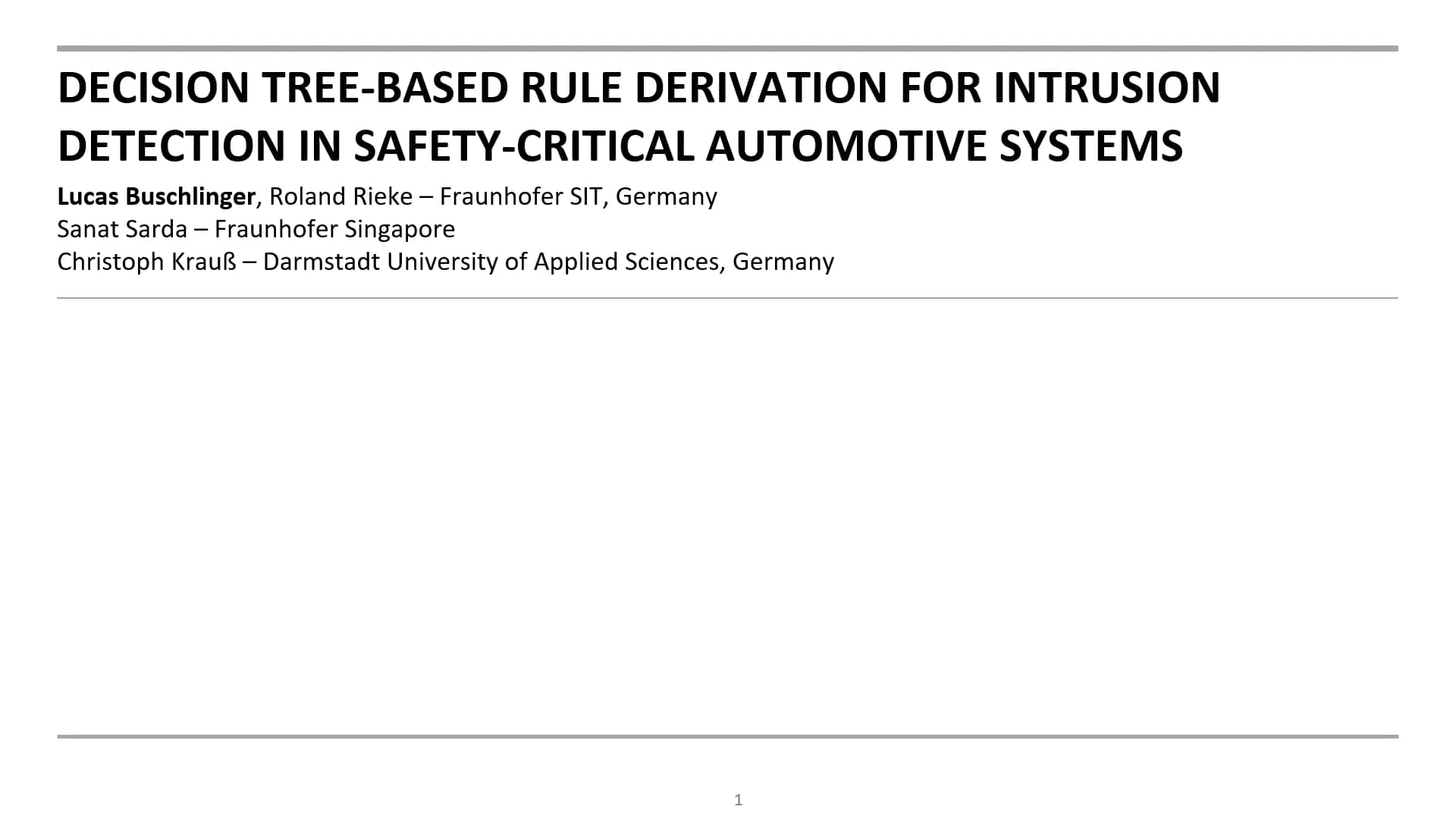 Decision TreeBased Rule Derivation for Intrusion Detection in Safety