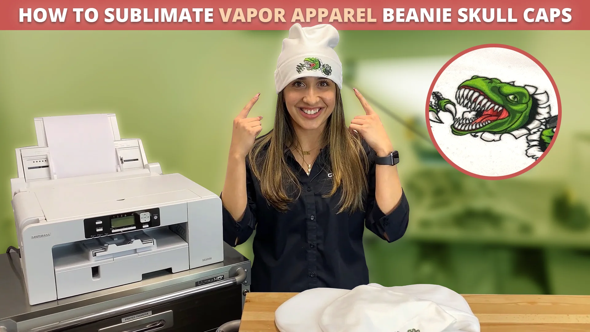 How To Sublimate Vapor Apparel Beanie Skull Caps on Vimeo
