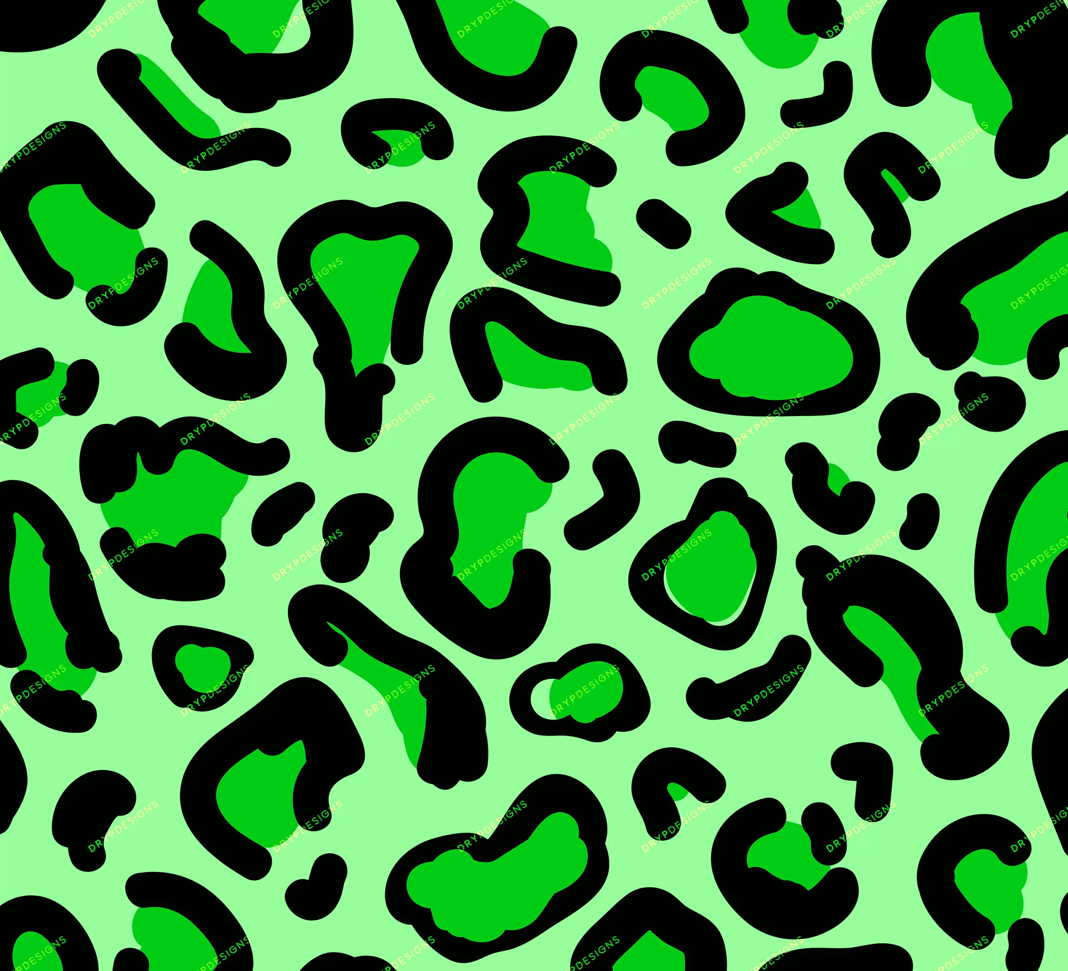 seamless black + green leopard print pelt pattern PNG preview
