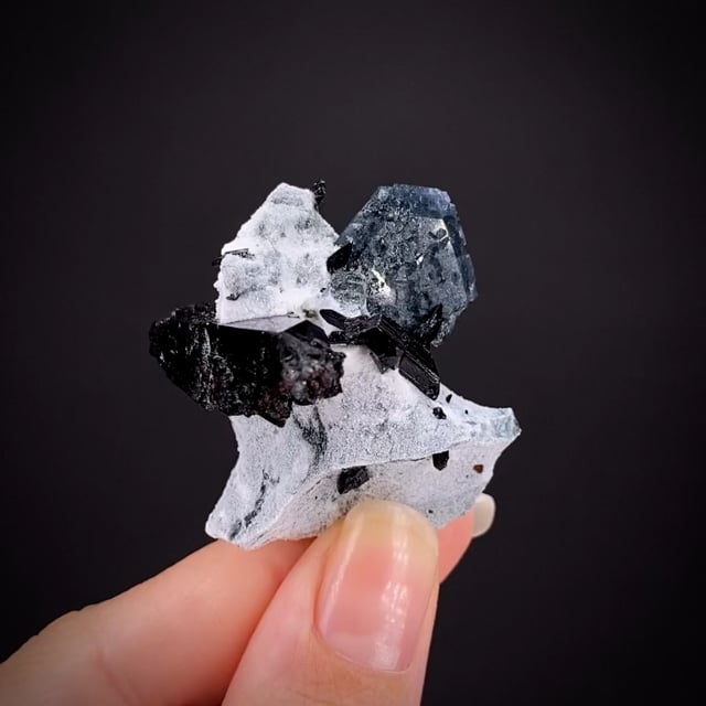 Benitoite (rare crystal shape) with Neptunite