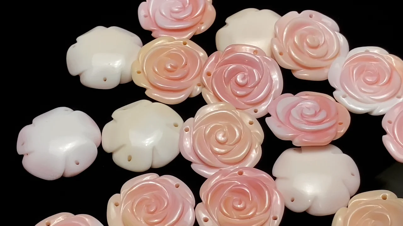 クィーンコンクシェル 薔薇 20mm 【3つ穴】 1粒480円！｜天然石
