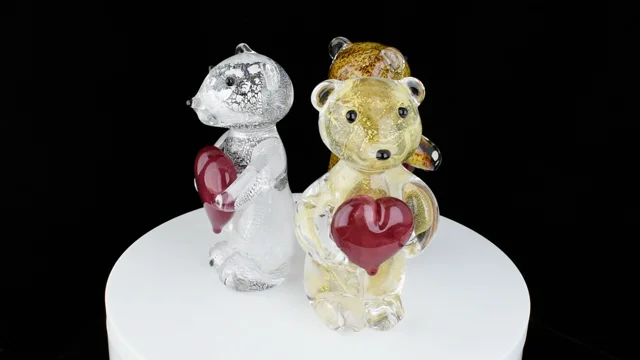 Art Glass Bears with Ruby Heart b