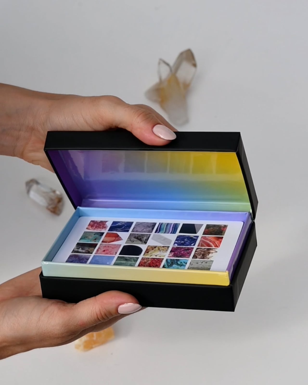 Crystal card deck — oracle cards and crystal guidebook