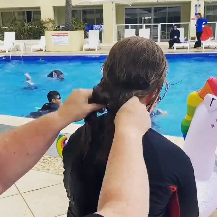 Pool Hair that’s tangled and wet can be easily brushed with no fuss! on