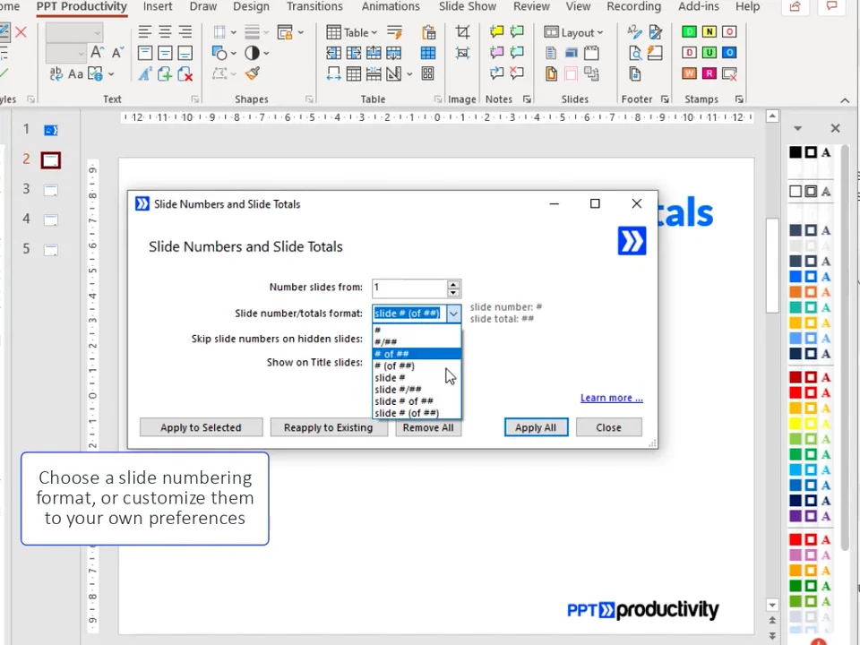 Add Slide numbers with Totals to PowerPoint Slides on Vimeo