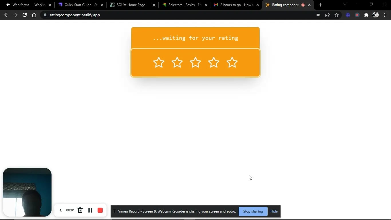 Rating component with React JS, Recoil and Tailwind CSS on Vimeo