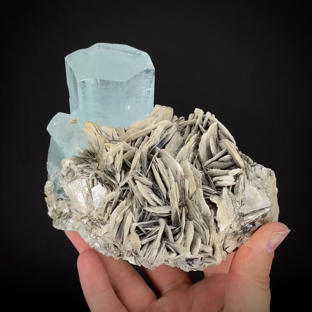 Gemmy Aquamarine xls on Muscovite