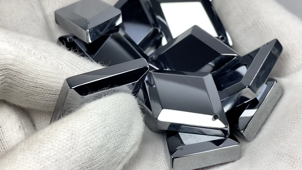 k　テラヘルツおまとめ テラヘルツ鉱石 穴あきダイヤカット30×20mm 1個｜天然石ビーズの卸問屋