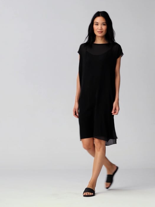 Sheer Silk Georgette Layered Dress | EILEEN FISHER