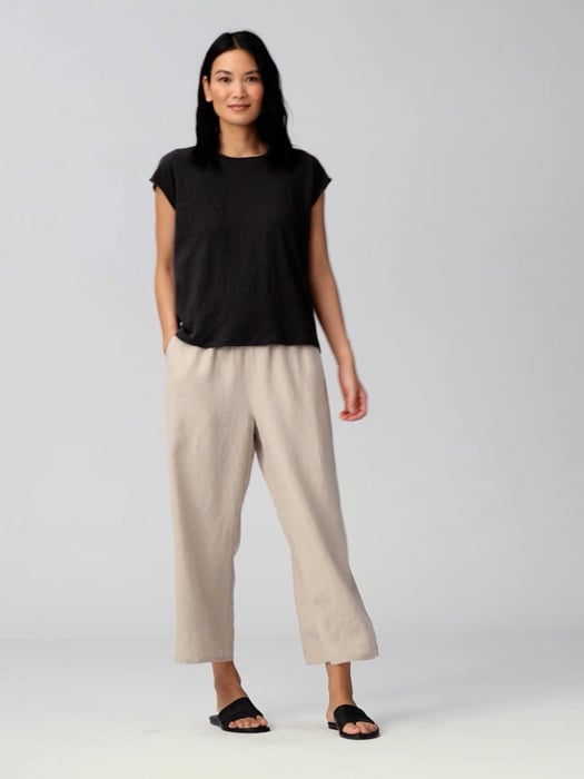 Organic Linen Jersey Shirred-Back Top | EILEEN FISHER