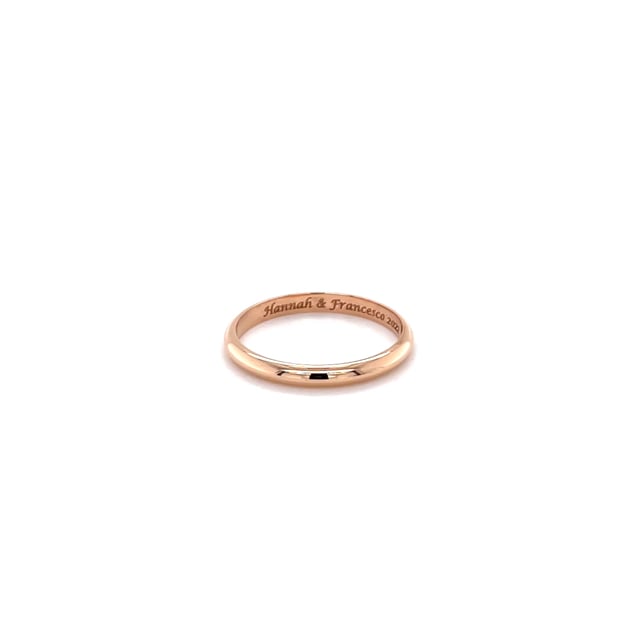 Wedding ring with a domed surface of 3.00 mm in red gold