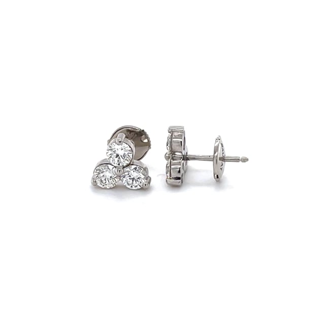 0.60 carat boucles d’oreilles trilogie en platine et diamants