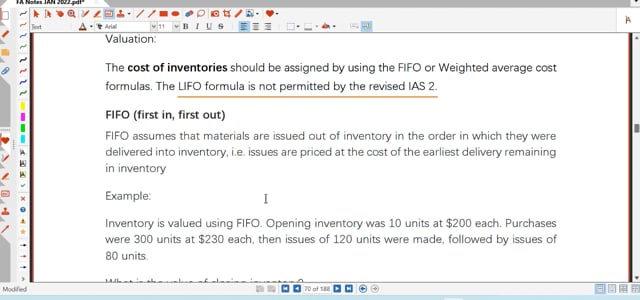 ACCA FA : Inventories Valuation